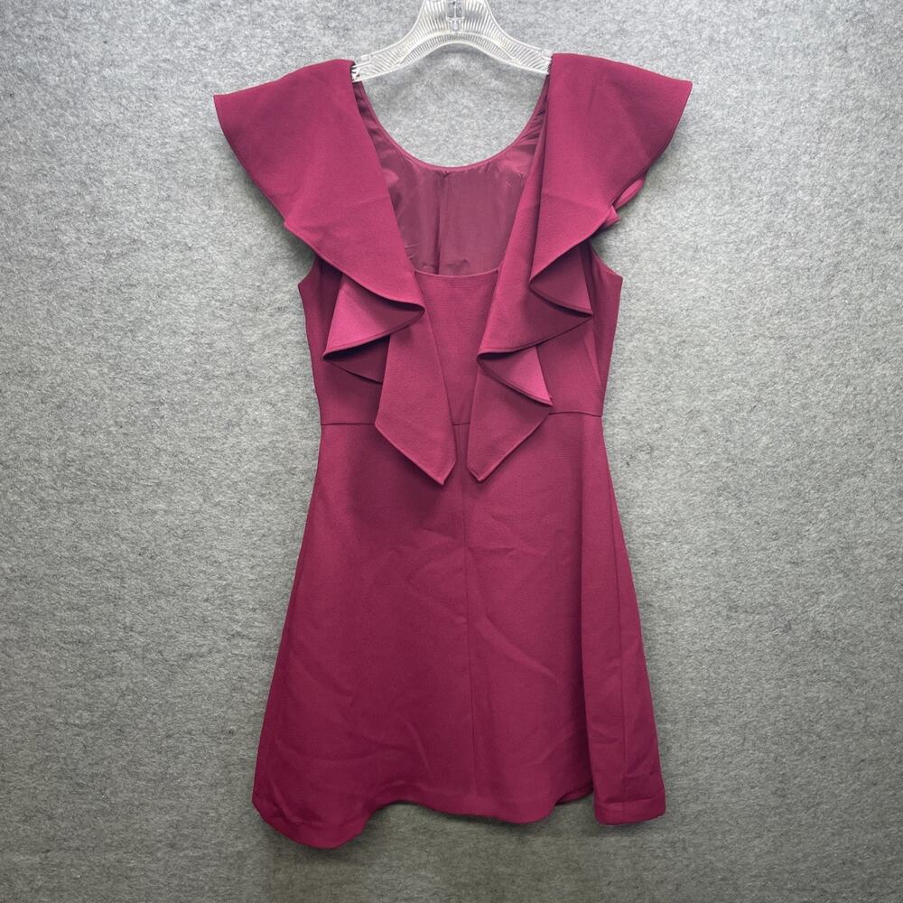 NWT BCBGeneration Womens 2 Purpleberry Flutter Slv Mini Cocktail Dress Flounce - Picture 9 of 12